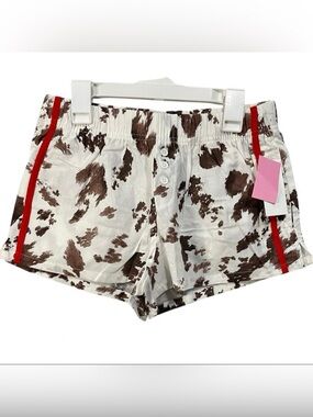 Zoe + Liv Brown Cow-Print Shorts with Red Side Stripes